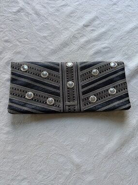 BCBG leather studded  clutch
